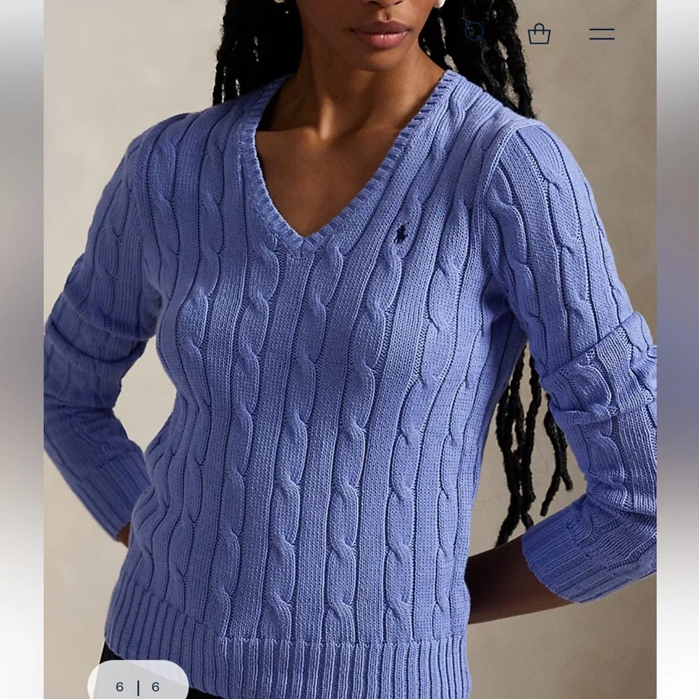 Polo by Ralph Lauren Cable-Knit Cotton V-Neck Sweater - Picture 9 of 9
